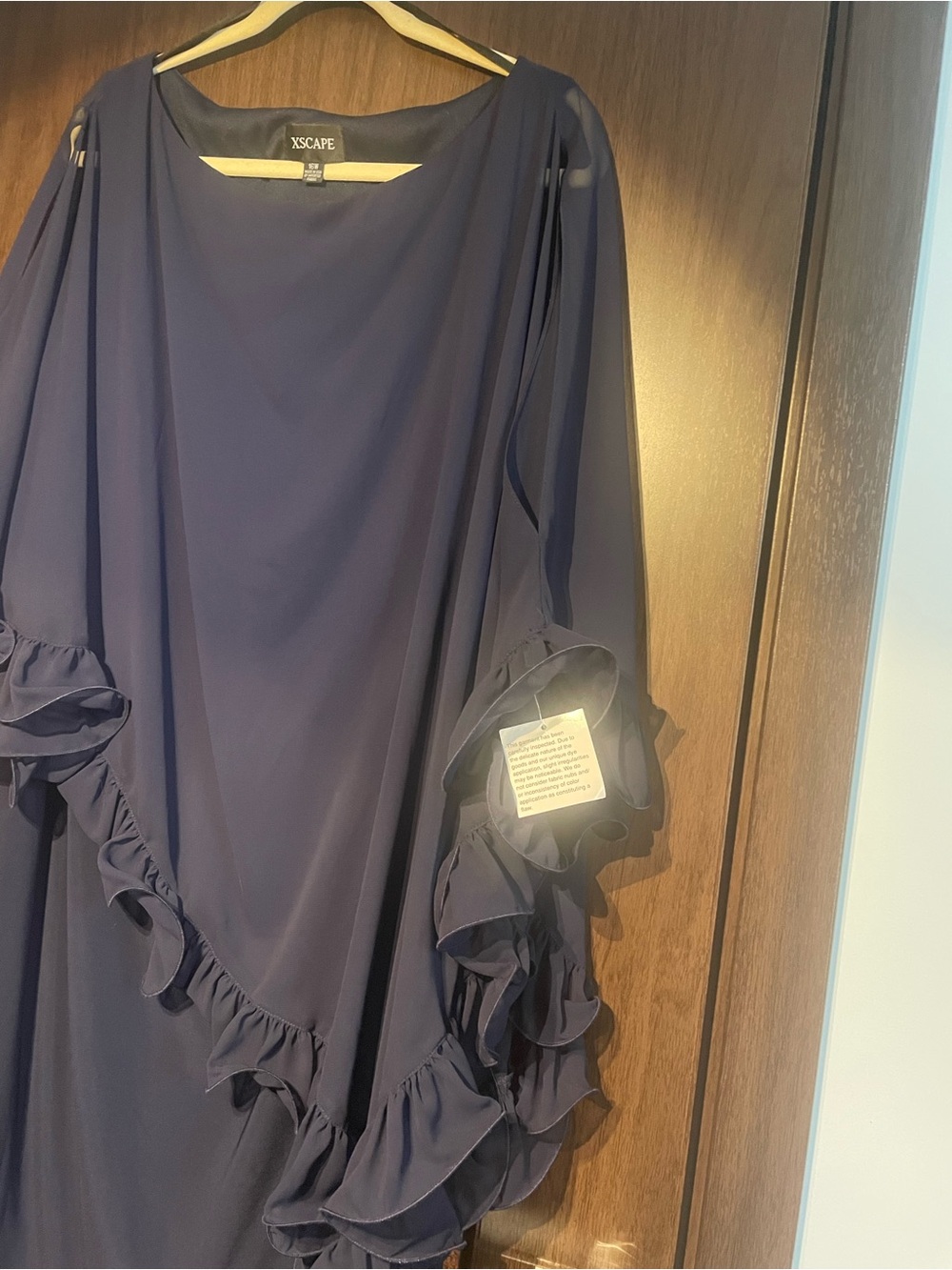 Xscape One-Shoulder Navy Ruffle Dress - Picture 3 of 5